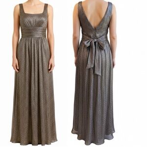 Spiegel Vintage 90s Y2K Silk Metallic Taupe Brown sleeveless Maxi Dress sz 6
